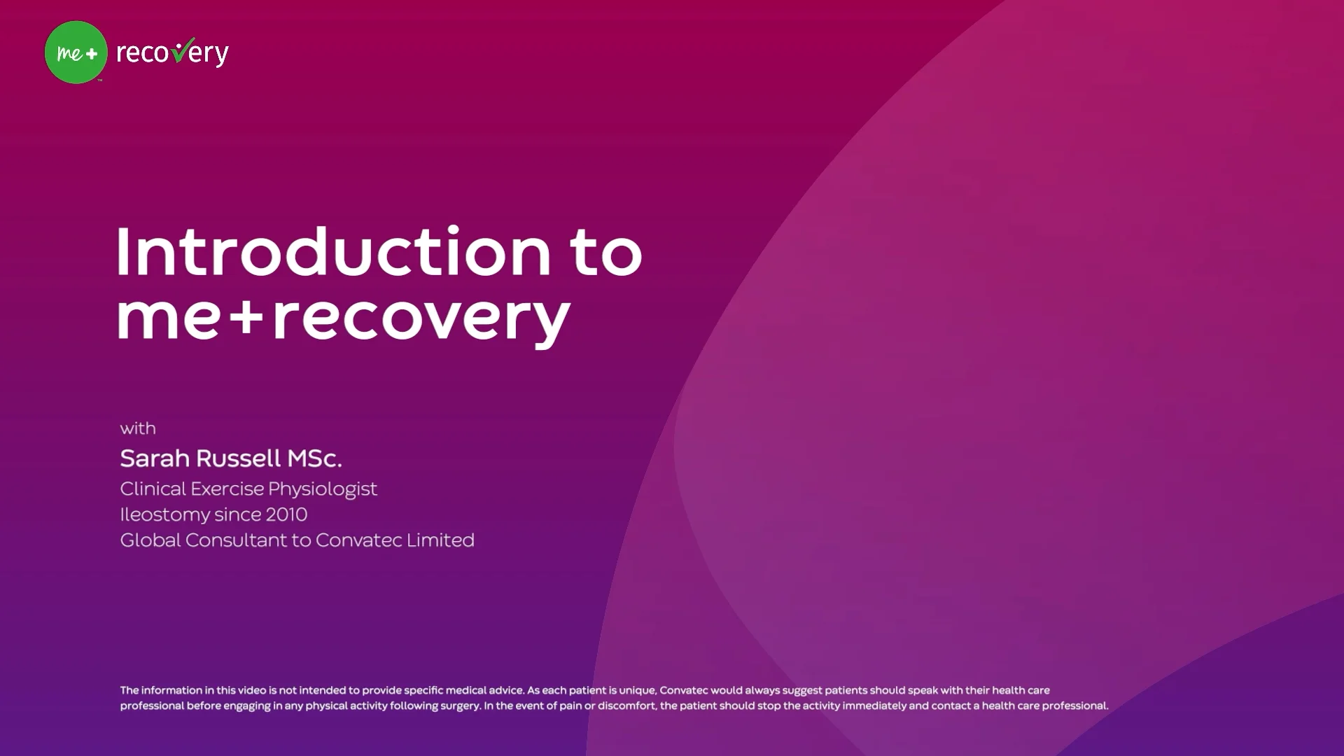 Un video sobre la introducción al programa me+recovery de Sarah Russell para pacientes.