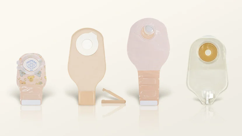 a range of ostomy pouches